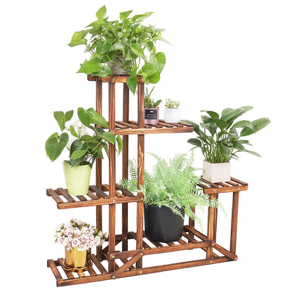 6 Tiered Wood Plant Stand Indoor Outdoor Garden Patio