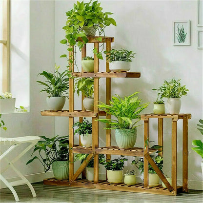 6 Tiered Wood Plant Stand Indoor Outdoor Garden Patio