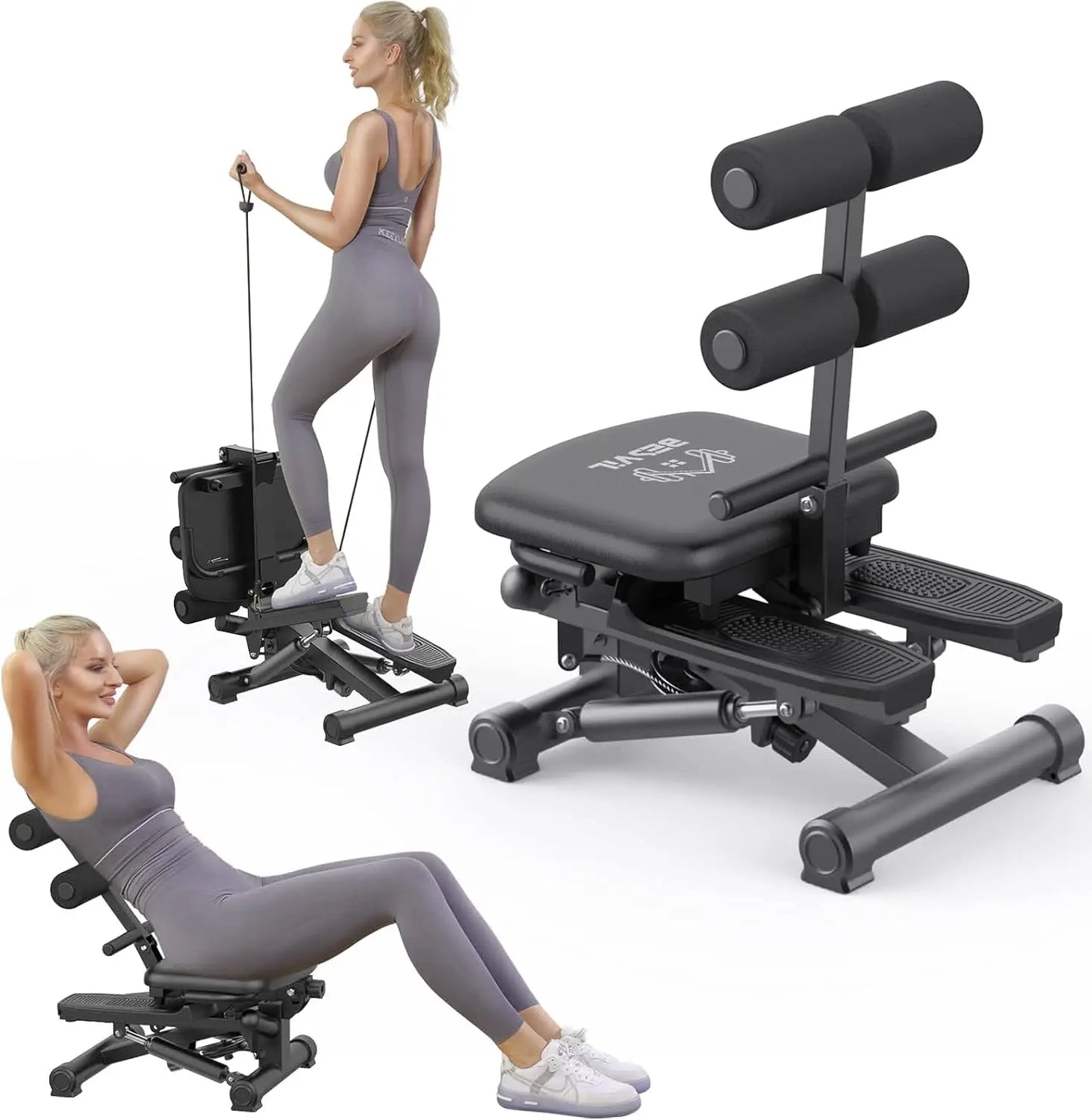 Stair Stepper for Exercise with Resistance Bands,AB Workout Machine for Home Gym