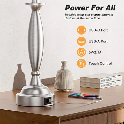 Touch Control Lamp with USB , 3 Way Dimmable