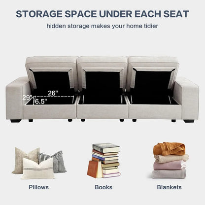 3 Seater Comfy Sofa with Storage,