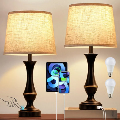 Upgraded Touch Lamps Set of 2 with USB