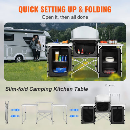 Camping outdoor Folding Cooking Table and Storage