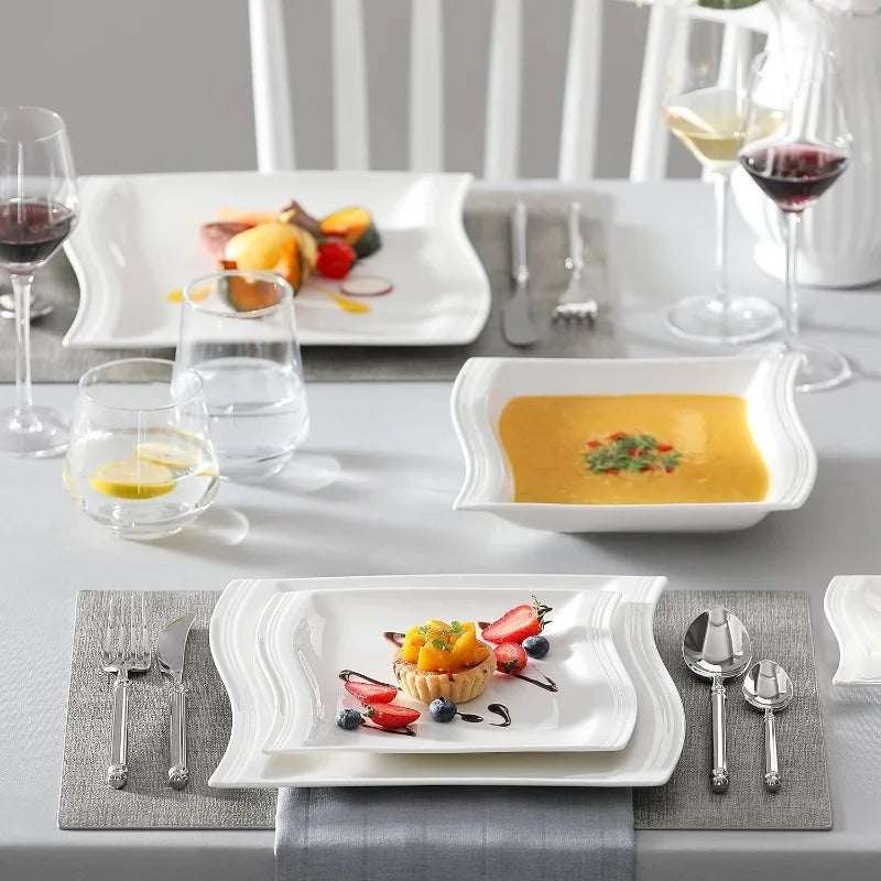 Porcelain Dinnerware  Square Dinner Set Plates  Bowls