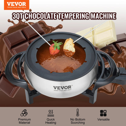 VEVOR 3Qt Electric Chocolate cascade Melting Pot Fondue Pot Set Cheese Melting Warmer Home Appliance for kitchen