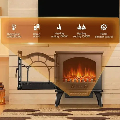 Freestanding Fireplace Infrared Stove Adjustable Heating Mode