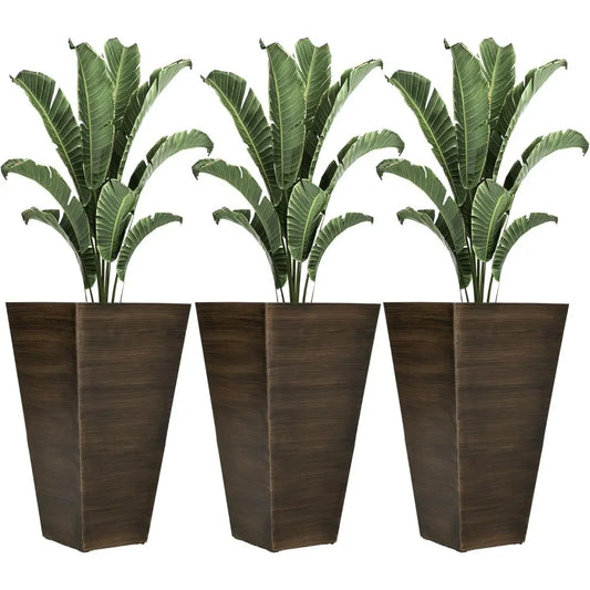 28" Tall Outdoor Planters, Set of 3