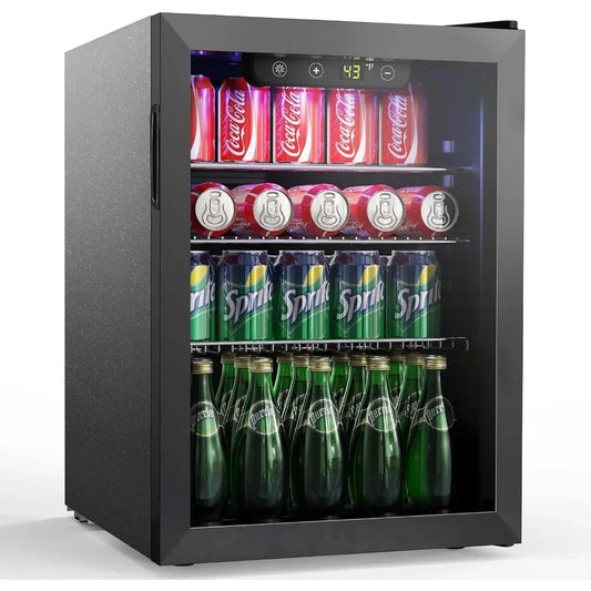 Wine Refrigerator with Glass Door Touch Panel, 2.6Cu.ft Mini Fridge Freestanding, Control Between 40°F and 61°F, Wine Cooler