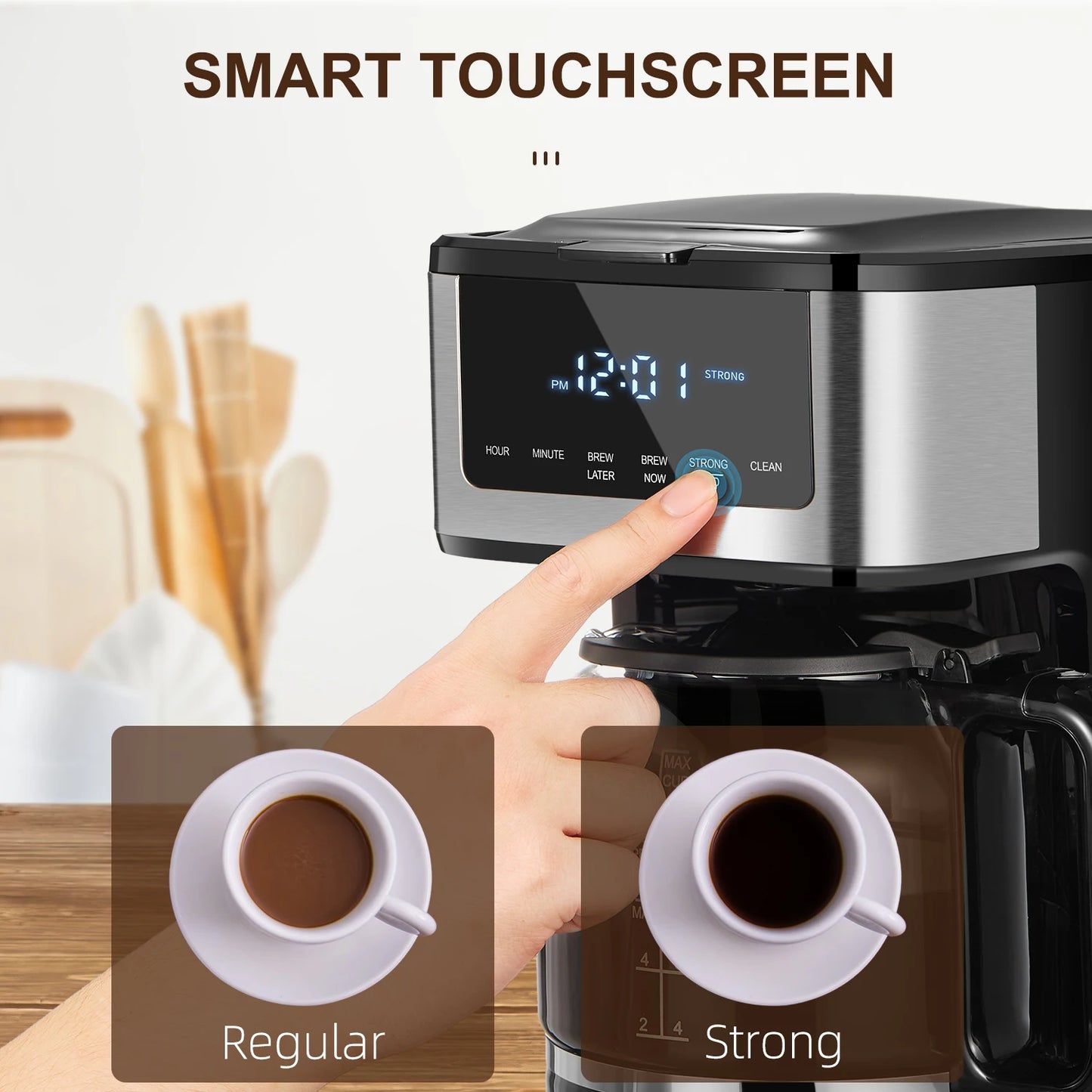 Programmable Drip Coffee Maker 12 Cup, Touch Screen