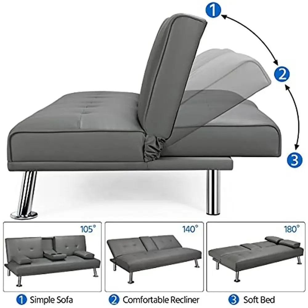 Convertible Sofa Bed Folding Futon Armrest Recliner