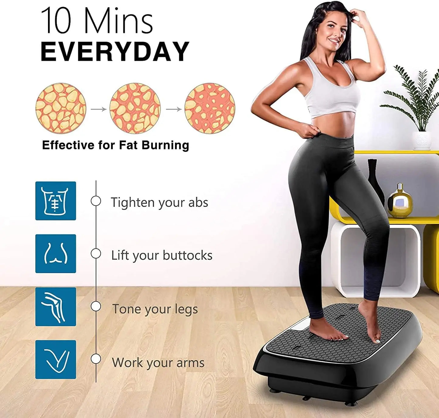 Vibration Plate, Whole Body Vibration Platform Exercise Machine with Bluetooth Speaker, Home Fitness Equipment for Weight Loss &