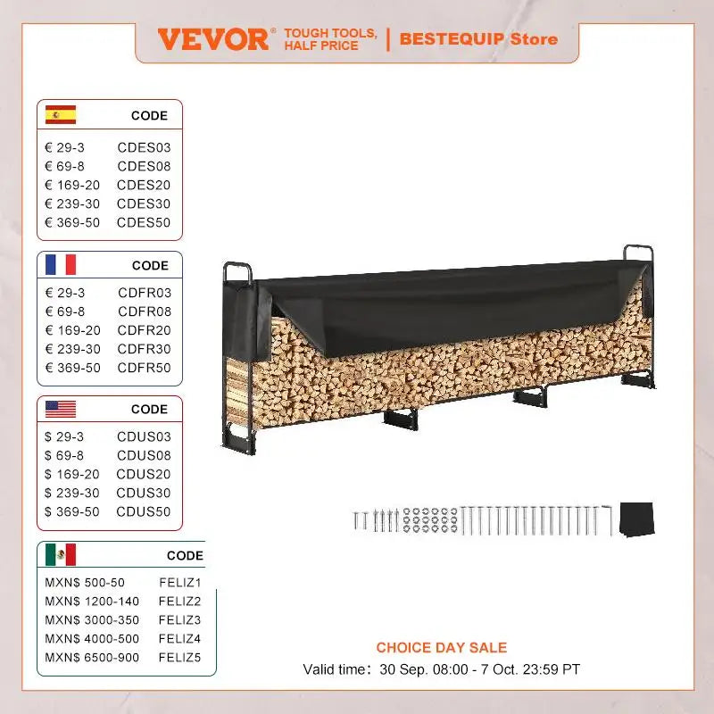 Outdoor Firewood Rack with Cover