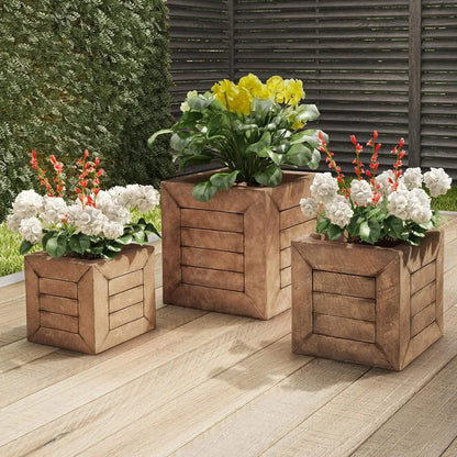 3 Piece Fiber Clay Square Planters