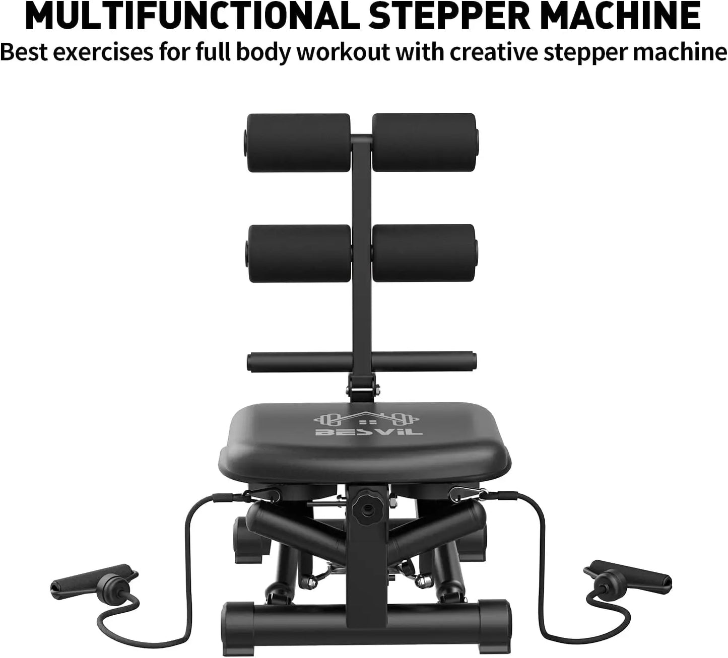 Stair Stepper for Exercise with Resistance Bands,AB Workout Machine for Home Gym