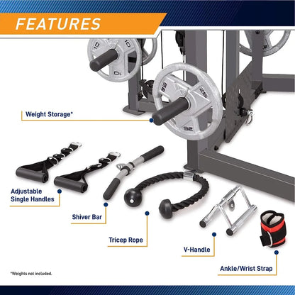 Cage Machine with Workout Bench and Weight Bar