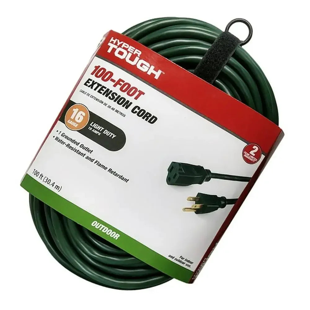 100FT  Outdoor Extension Cord Grounded Plug