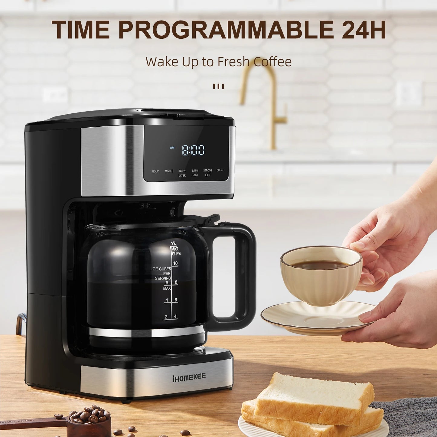 Programmable Drip Coffee Maker 12 Cup, Touch Screen