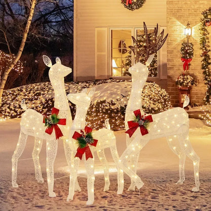 Christmas Reindeer Family Decorations,  LED Lights