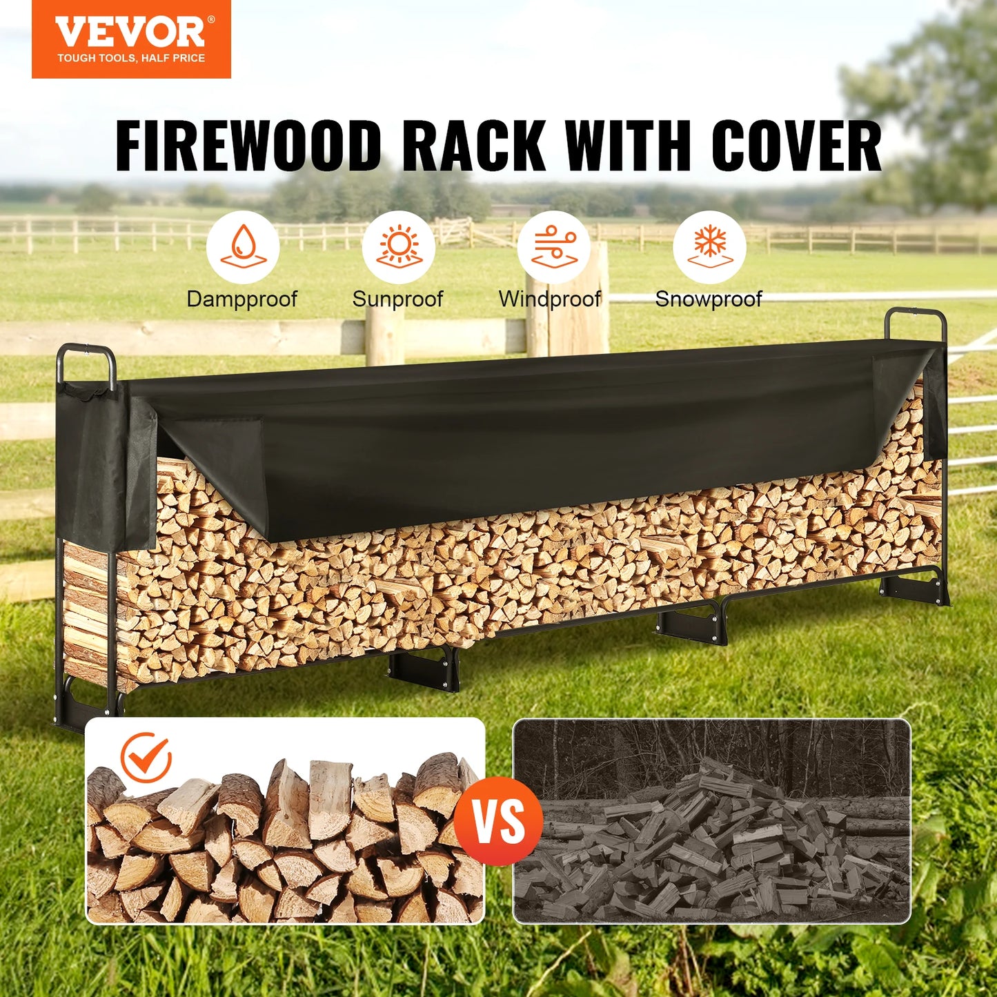 Outdoor Firewood Rack with Cover