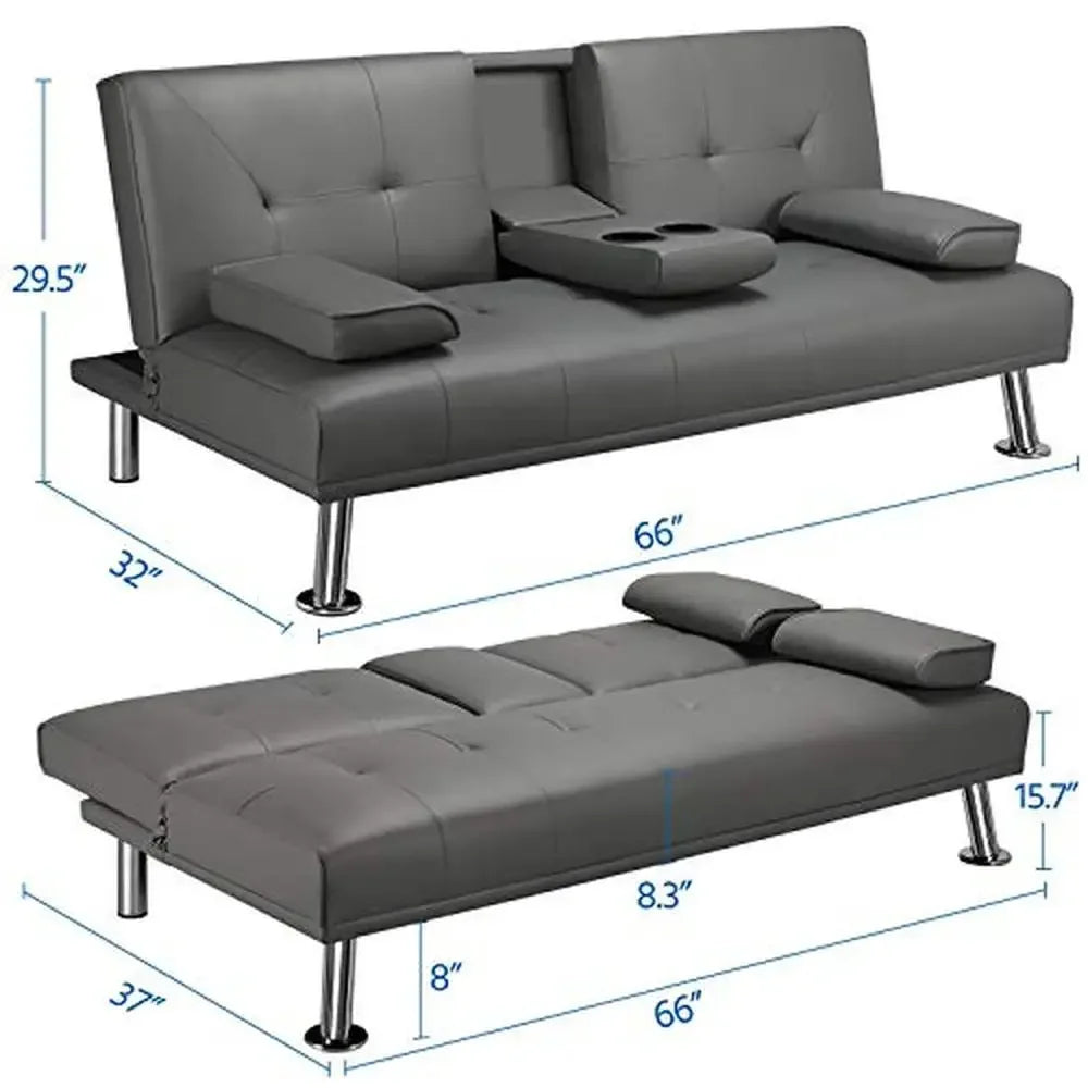 Convertible Sofa Bed Folding Futon Armrest Recliner