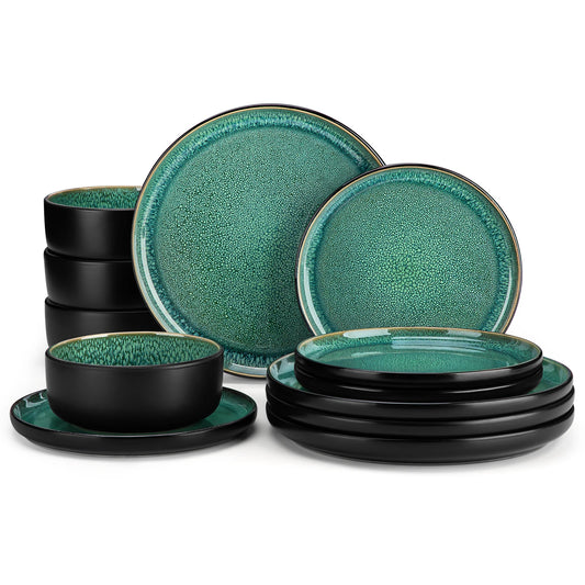 Ceramic Dinner Set Green Reactive Glaze