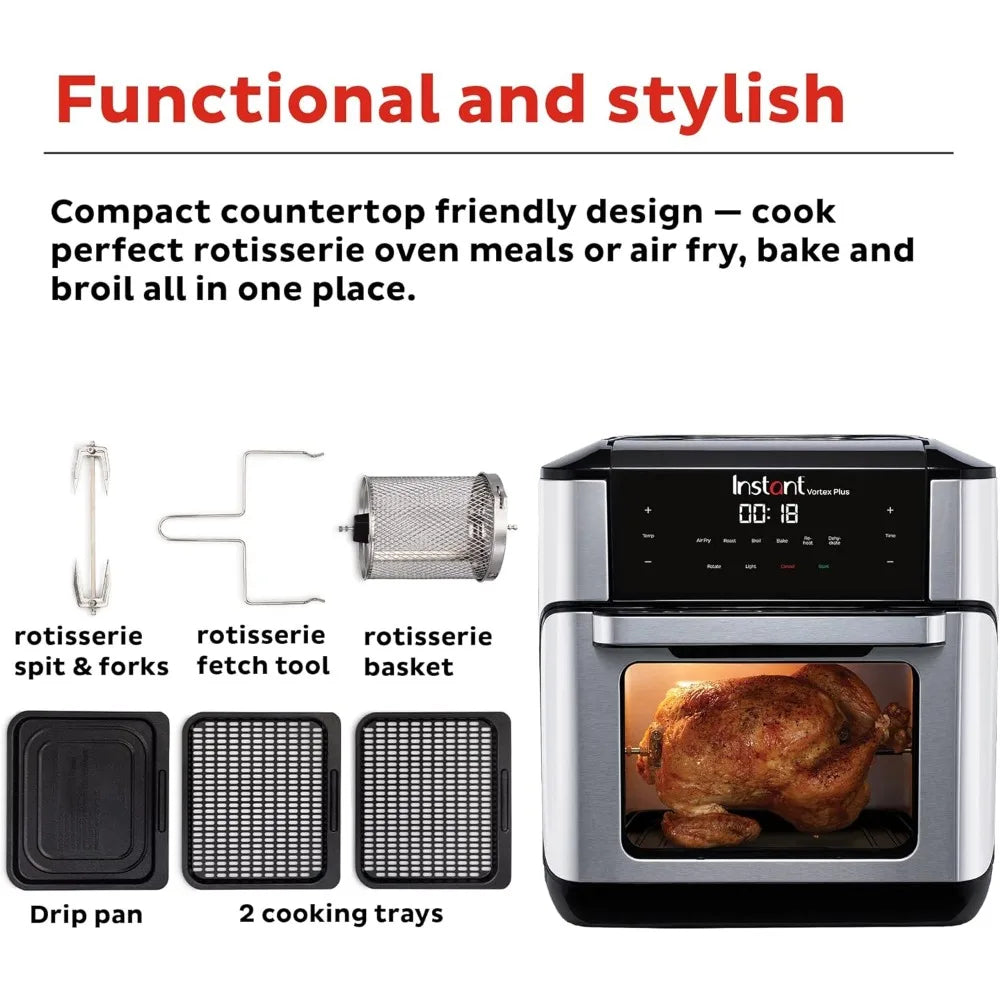 Pot 10QT Air Fryer, 7-in-1 Functions with EvenCrisp Technology that Crisps, Broils, Bakes, Roasts, Dehydrates, Reheats