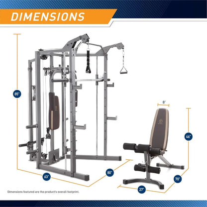 Cage Machine with Workout Bench and Weight Bar