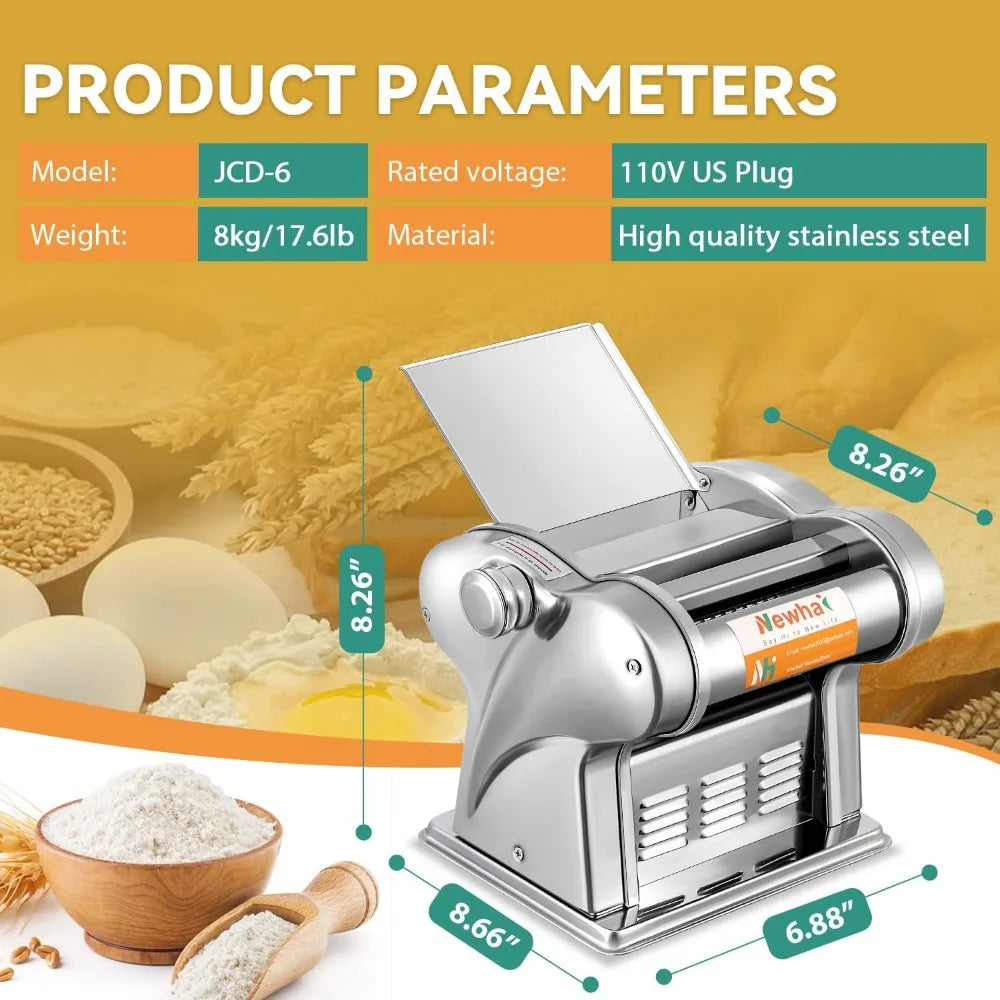 Electric Family Pasta Maker Machine Noodle Maker Pasta Dough Spaghetti Roller Pressing Machine Stainless Steel 135W