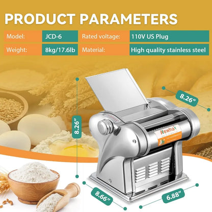 Electric Family Pasta Maker Machine Noodle Maker Pasta Dough Spaghetti Roller Pressing Machine Stainless Steel 135W