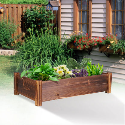 Gardening Plant Box Raised Plant Garden Bed Solid Pinewood Planter Box Decks Indoor Outdoor for Veggies Flower Plants Herbs