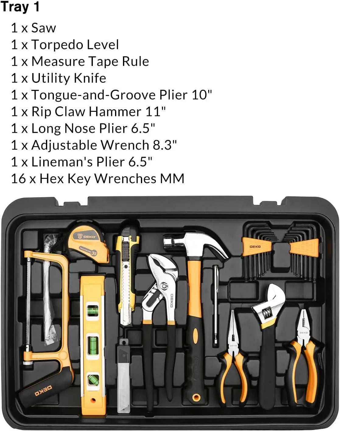 DEKO 258 Piece Tool Kit with Rolling Tool Box Socket Wrench Hand Tool Set Mechanic Case Trolley Portable