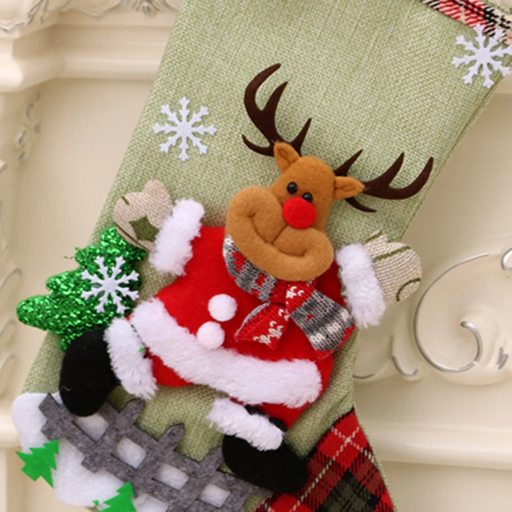 4Pcs Christmas Stockings Set Santa/Snowman/Bear/Elk