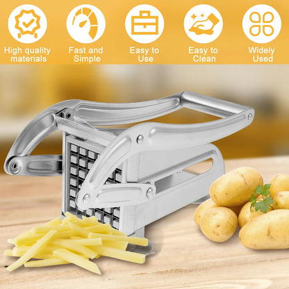 French Fry Cutter Stainless Steel Potato Chipper Blades Manual Food Slicer Dicer Multifunction Vegetable Fruit Onion Chipper