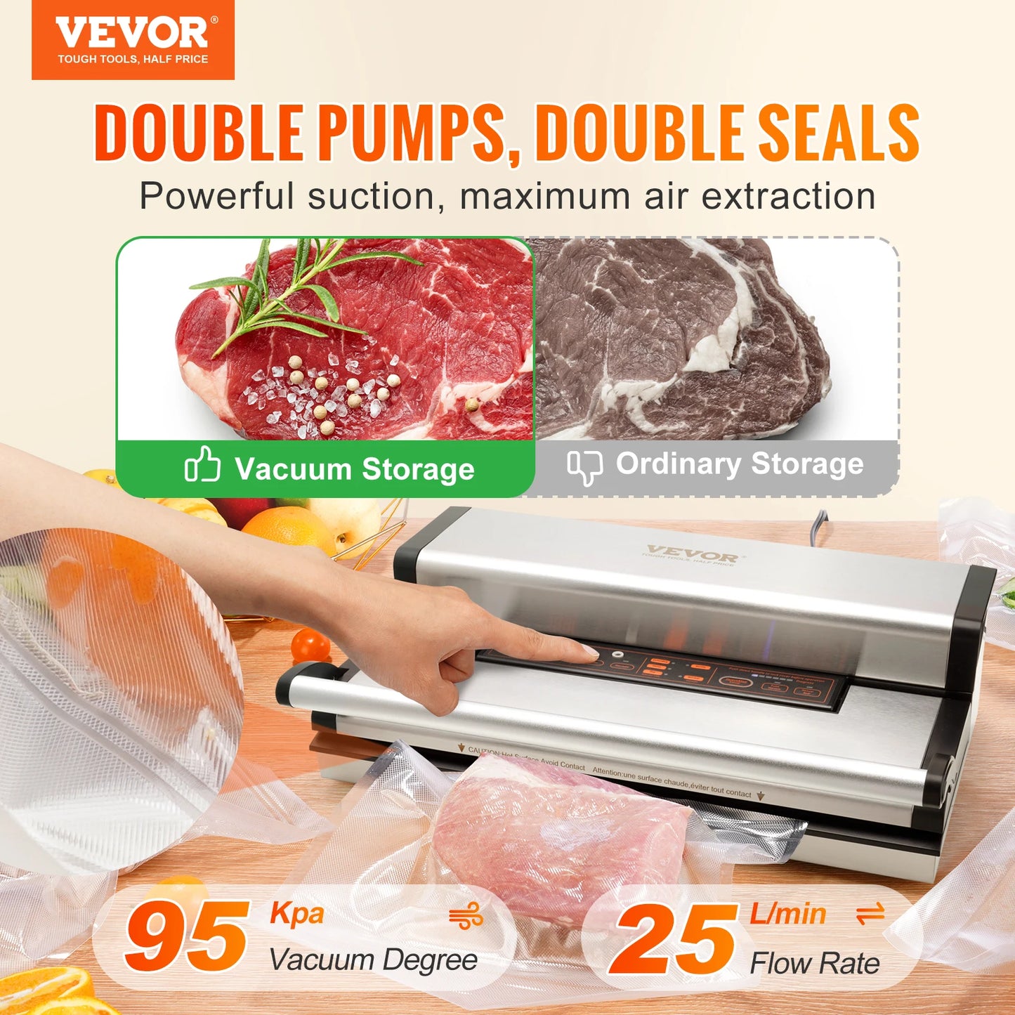 Vacuum Sealer Machine Food Packaging with Bag Roll