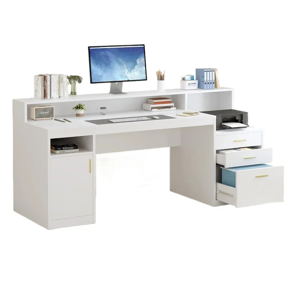 Computer Desk With 3 Drawer & Shelves