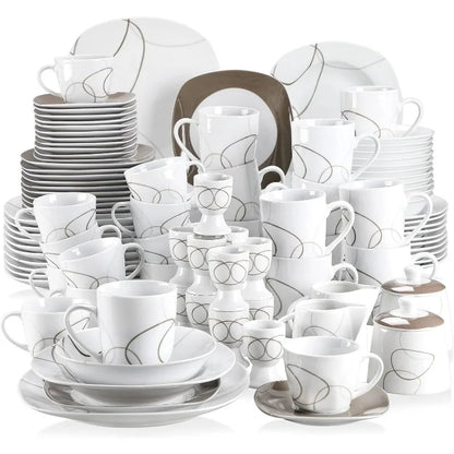 Dinnerware Sets for 6, 50-Piece Porcelain Set,