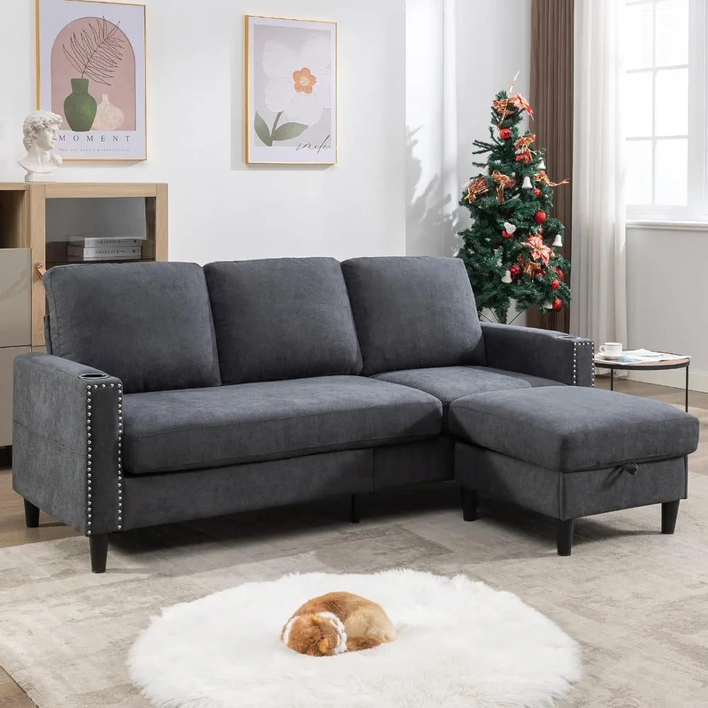 L-Shaped Convertible Combination Sofa with Storage,