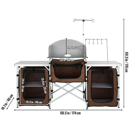 Camping outdoor Folding Cooking Table and Storage