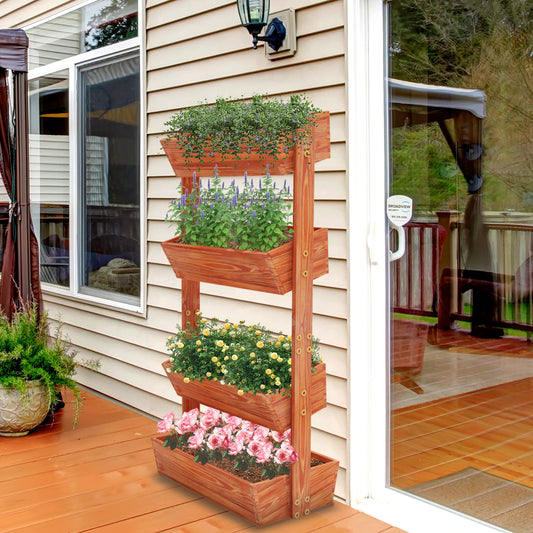 4-Tier Raised Garden Bed,  Adjustable Shelf