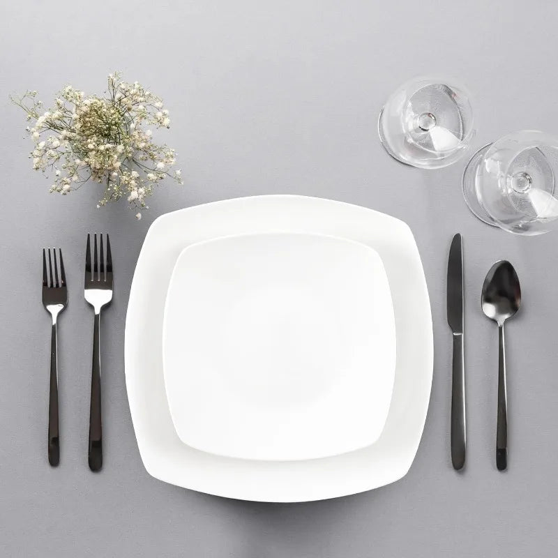 16-Piece Dinnerware Set for 4 - Premium Quality Porcelain Dishes Set - Dishwasher Safe, Microwave Safe Plates and Bowls Set