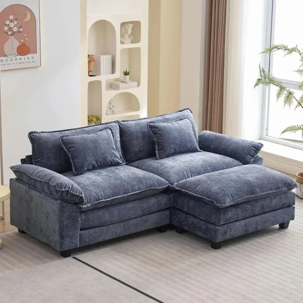 Sectional Sofa with Pillows And Ottoman