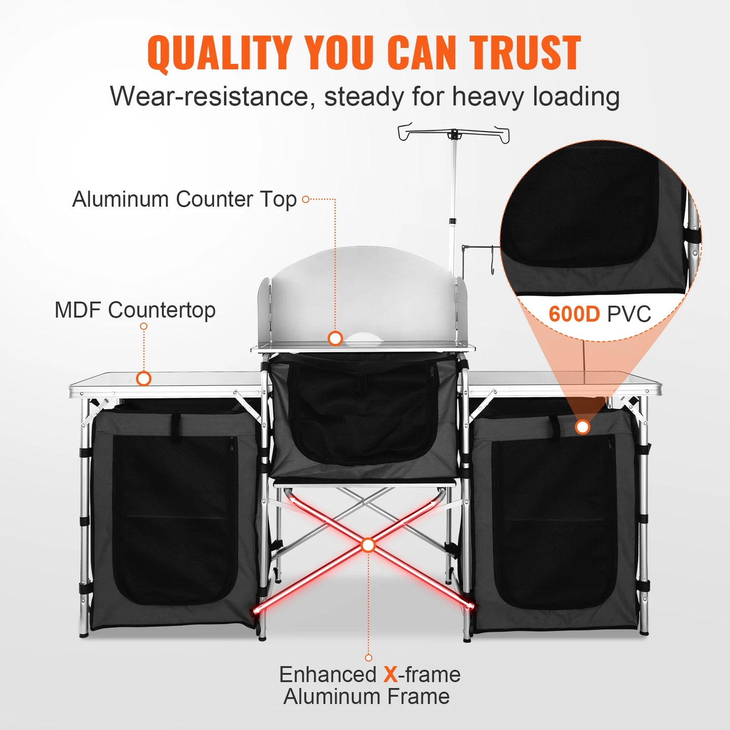 Camping outdoor Folding Cooking Table and Storage