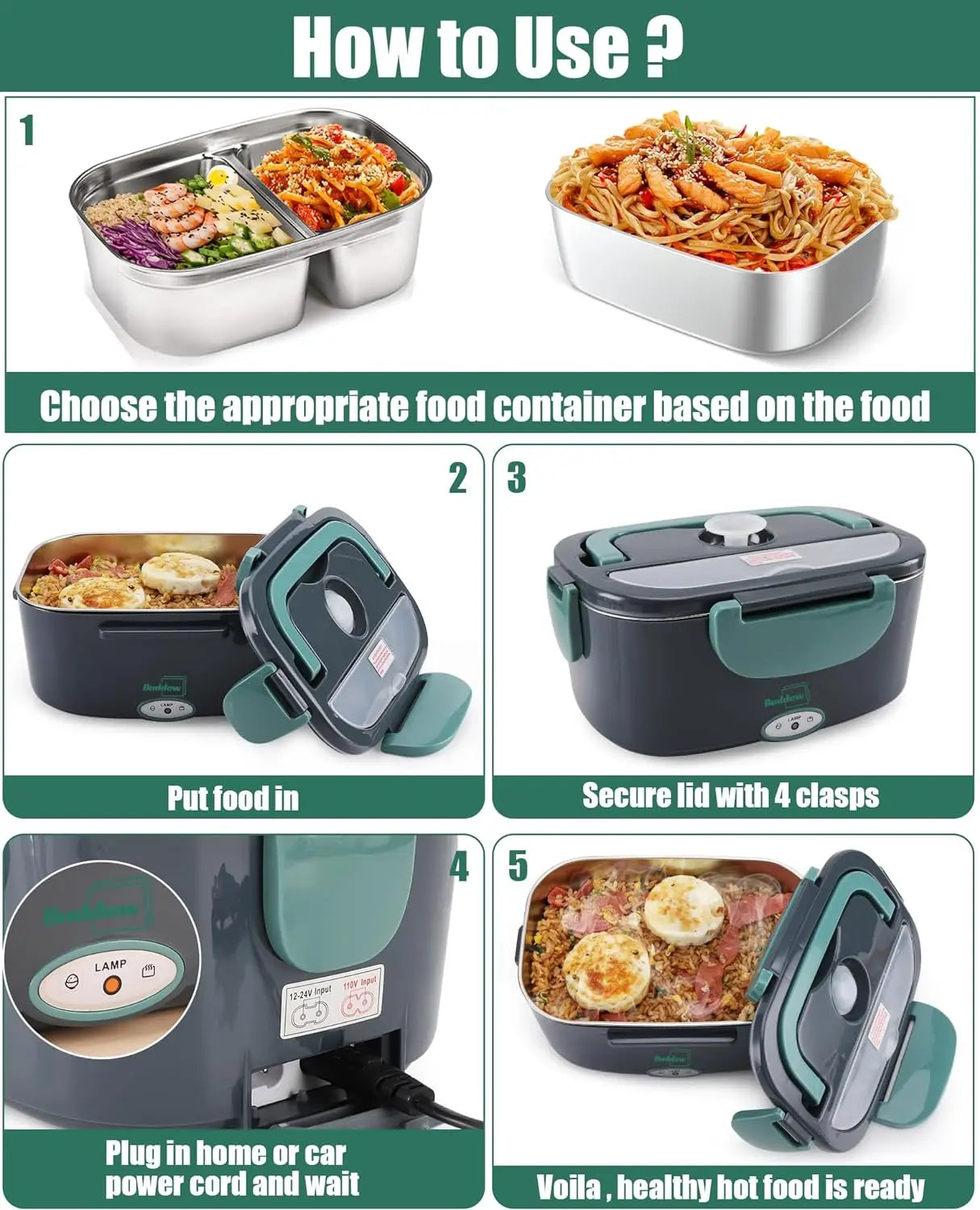 Portable Electric Lunch Box Heater, Warmer