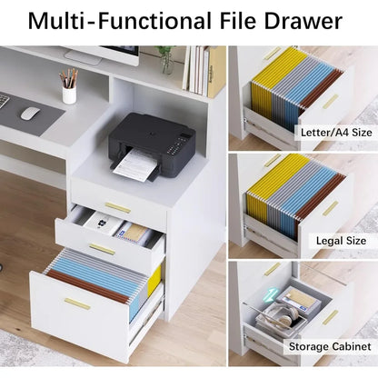 Computer Desk With 3 Drawer & Shelves