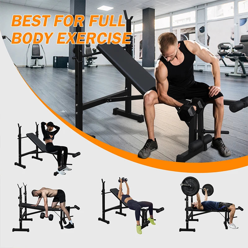 Weight Bench, Bench Press Set With Squat Rack And Bench For Home Gym Full-Body Workout