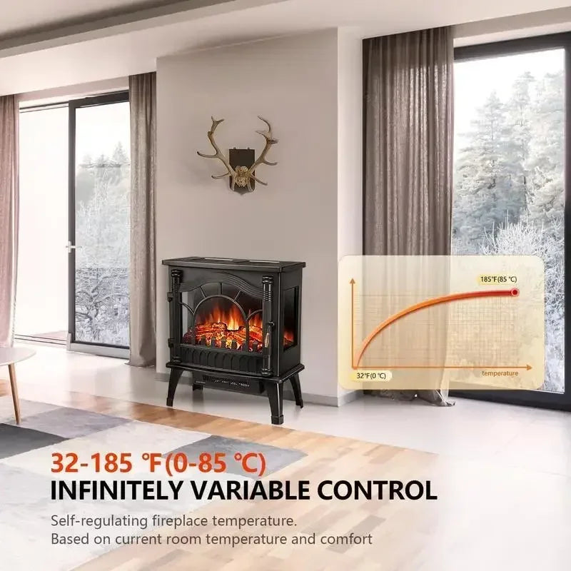 Freestanding Fireplace Infrared Stove Adjustable Heating Mode