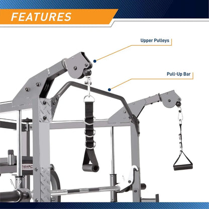 Cage Machine with Workout Bench and Weight Bar