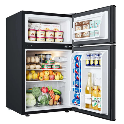 Mini Fridge with Freezer, 3.2 Cu.Ft Compact Refrigerator with freezer, 2 Door Mini Fridge with freezer, Upright for Dorm