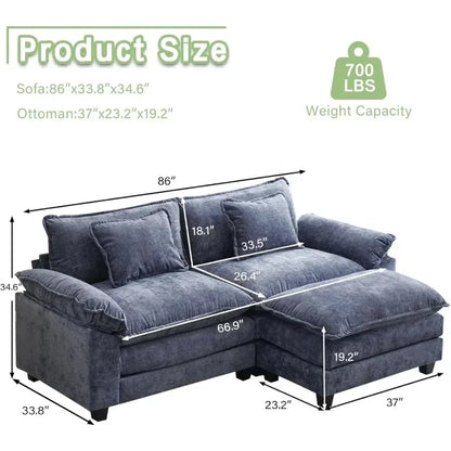 Sectional Sofa with Pillows And Ottoman