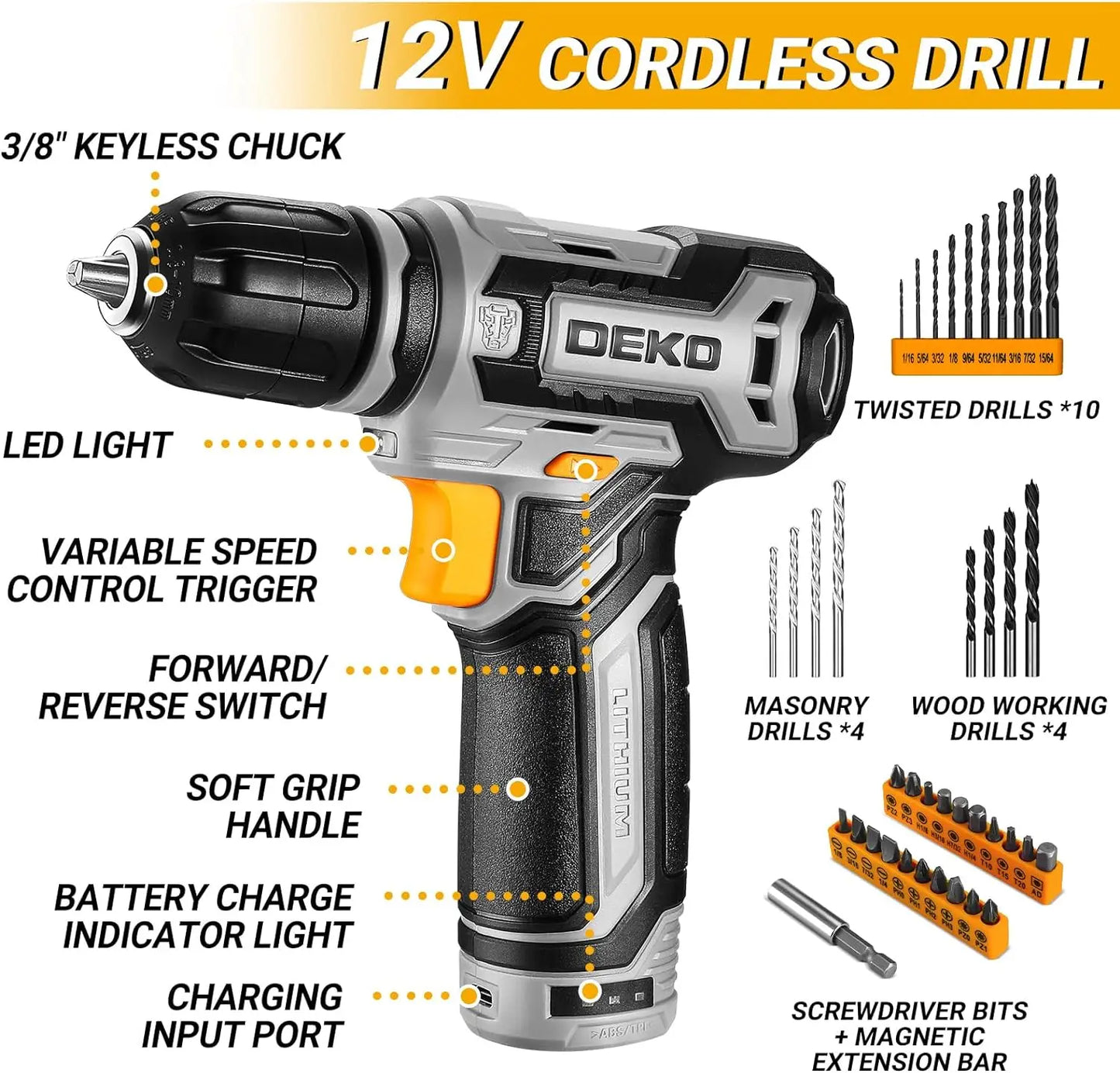 DEKO Cordless Drill Tool Box